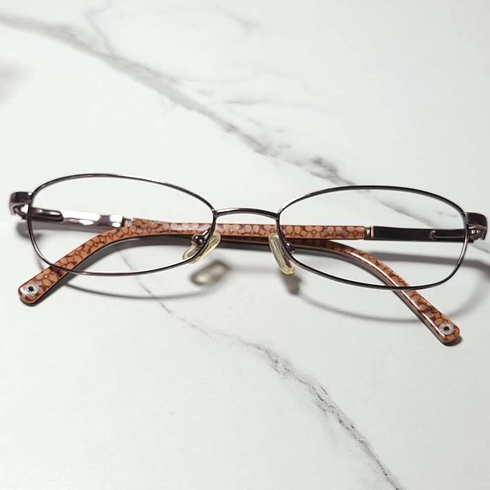 Coach Donna 117 Tan Oval Eyeglass Frames 51-17-135 Monogram Pattern Temples